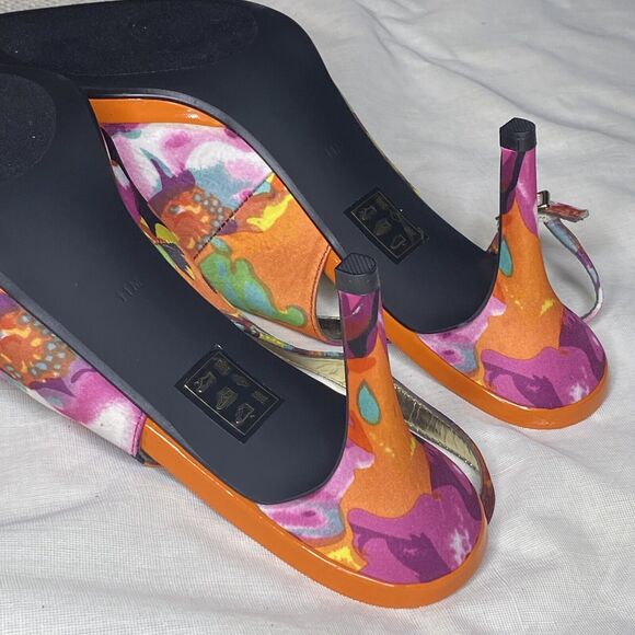 J Renee Avlynn JJ Heels Floral Satin Slingback Bow Pointed Pumps Size 11 Pink - Picture 7 of 9